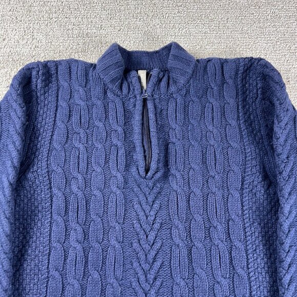 Hanna Andersson 1/4 Zip Cable Knit Sweater Blue Men’s Size Medium - Picture 2 of 7
